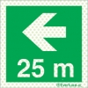 Reflecto-luminescent signs, Emergency escape route and safe condition signs, Directional arrow left 25m