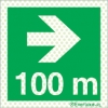 Reflecto-luminescent signs, Emergency escape route and safe condition signs, Directional arrow right 100m