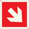 Reflecto-luminescent signs, Fire-fighting equipment signs, Directional arrow diagonal