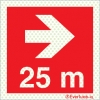 Reflecto-luminescent signs, Fire-fighting equipment signs, Directional arrow right 25m