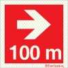 Reflecto-luminescent signs, Fire-fighting equipment signs, Directional arrow right 100m
