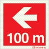 Reflecto-luminescent signs, Fire-fighting equipment signs, Directional arrow left 10025m