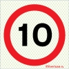 Reflecto-luminescent signs, Car park signs, 10 speed limit