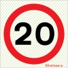 Reflecto-luminescent signs, Car park signs, 20 speed limit