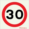 Reflecto-luminescent signs, Car park signs, 30 speed limit