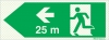 Reflecto-luminescent signs, Emergency escape route, Left 25m