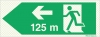 Reflecto-luminescent signs, Emergency escape route, Left 125m