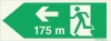 Reflecto-luminescent signs, Emergency escape route, Left 175m