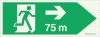 Reflecto-luminescent signs, Emergency escape route, Right 75m