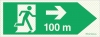 Reflecto-luminescent signs, Emergency escape route, Right 100m