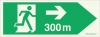 Reflecto-luminescent signs, Emergency escape route, Right 300m