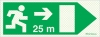 Reflecto-luminescent signs, Emergency escape route, Right 25m