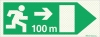 Reflecto-luminescent signs, Emergency escape route, Right 100m