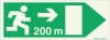 Reflecto-luminescent signs, Emergency escape route, Right 200m