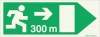 Reflecto-luminescent signs, Emergency escape route, Right 300m