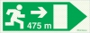 Reflecto-luminescent signs, Emergency escape route, Right 475m